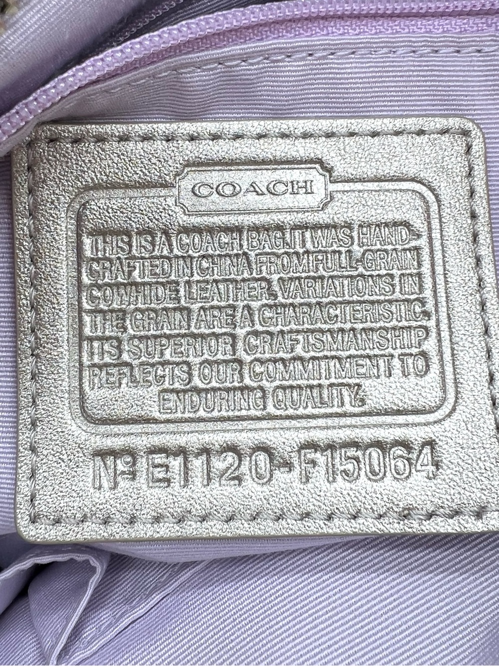 Coach Metallic Silver Pebbled Leather Duffle Shoulder Bag NWT - Picture 16 of 16